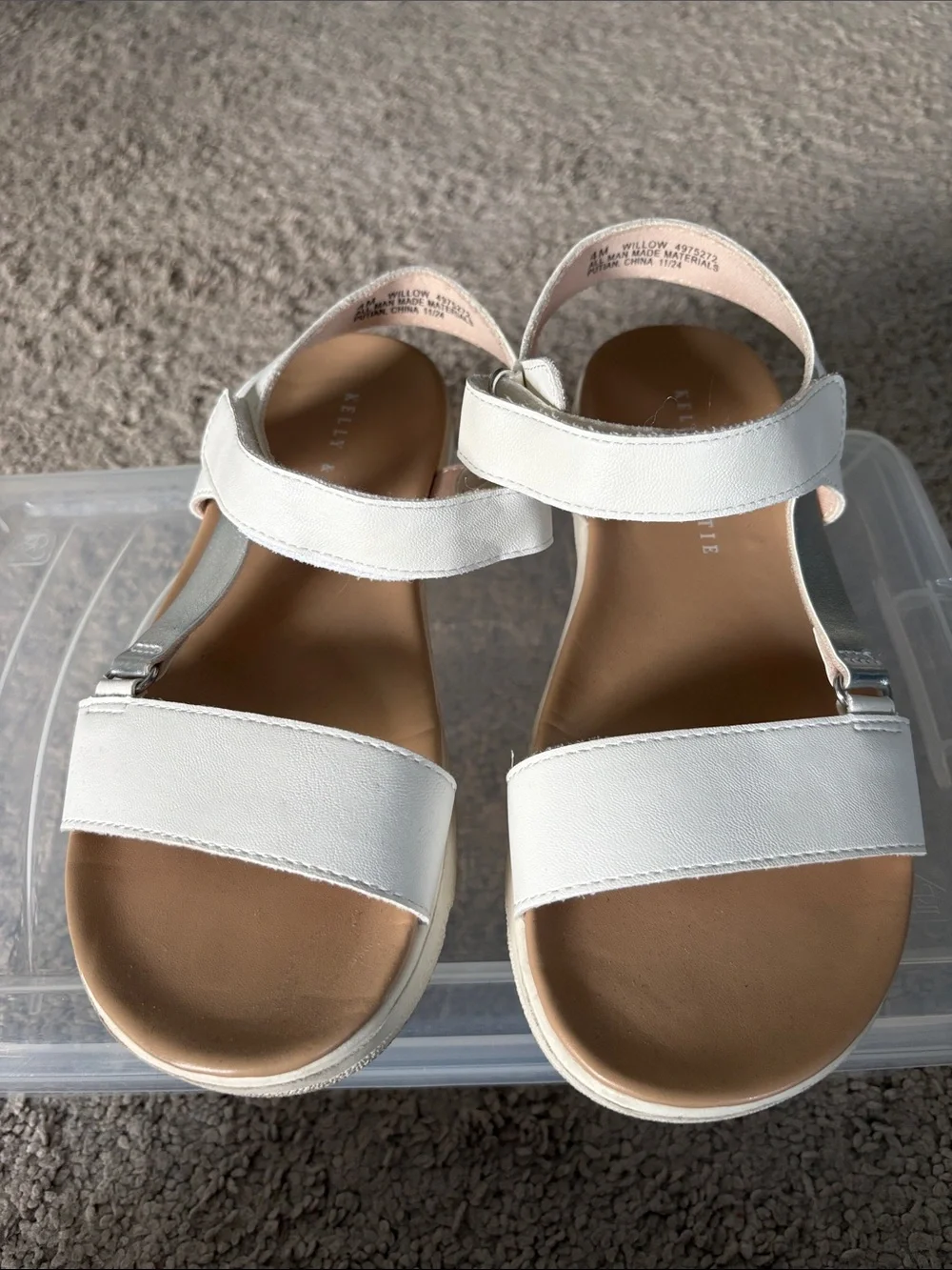 KELLY & KATIE White Strappy Adjustable Girl’s Sandals